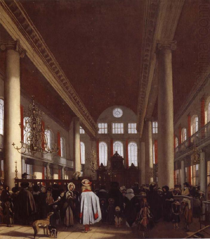 Interior of the Portuguese Synagogue in Amsterdam, REMBRANDT Harmenszoon van Rijn